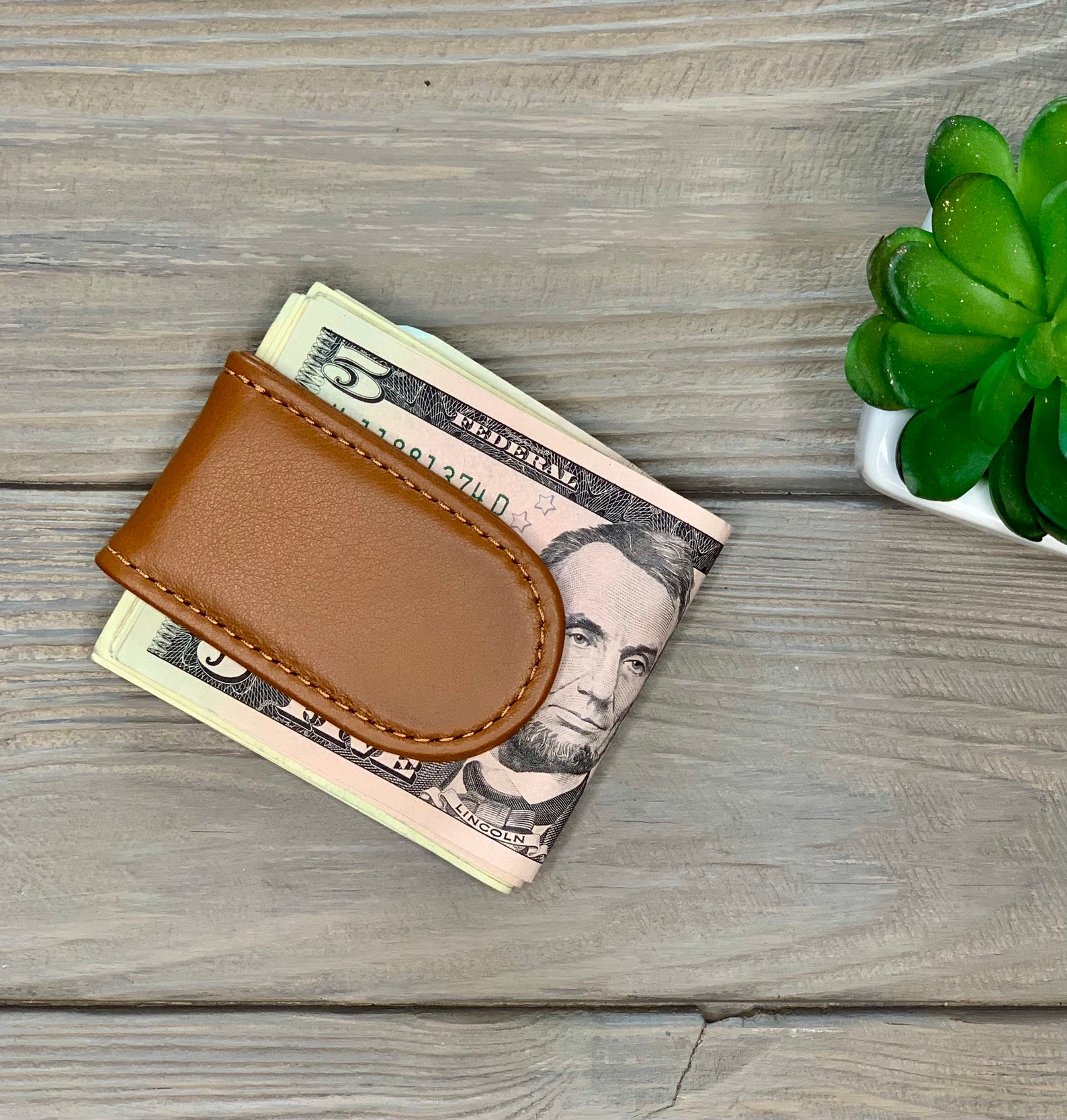 Slim Leather Money Clip Holder for Men Personalized Etsy