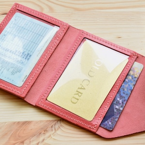Leather Women's ID Wallet, Personalized Business Card Holder, Leather Driver License Holder, Best gift ideas, Christmas gifts.