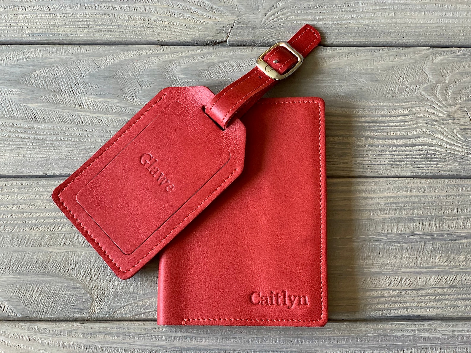 Personalized Leather Passport Holder Luggage Tag Gift Set Etsy