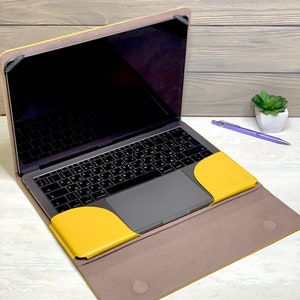 Personalized Leather MacBook Pro 13&quot;, MacBook Air 13  M1 2020 case, Custom yellow  color Macbook Pro 13&quot; leather case for men, women