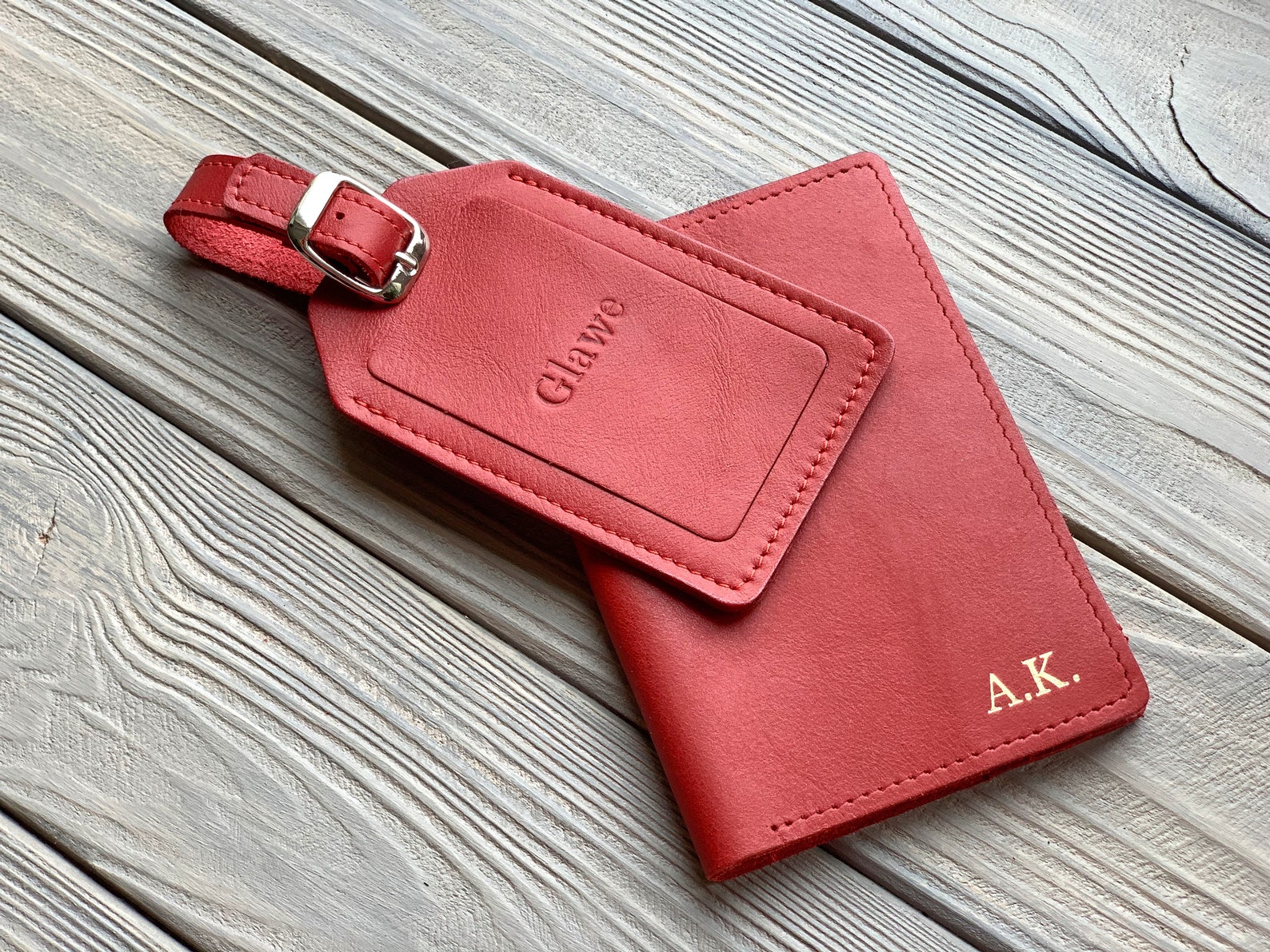 Personalized Leather Passport Holder Luggage Tag Gift Set Etsy