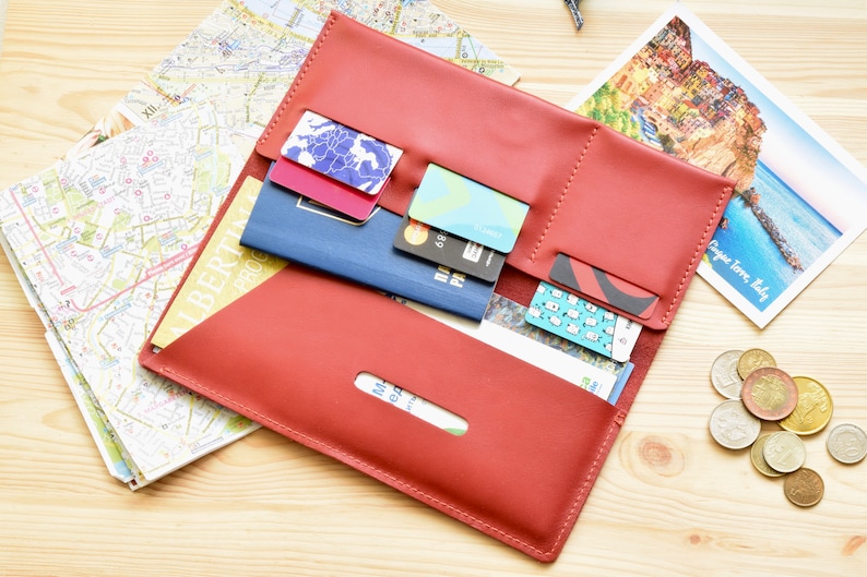 Leather Travel Wallet Organizer Personalized Travel Wallet Etsy
