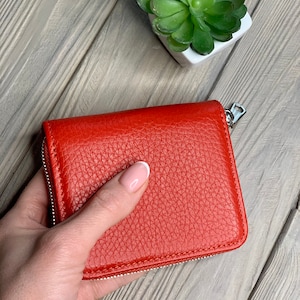 Personalized leather zip Wallet, Monogram zipper Wallet, Red  personalized Wallet, Best gift ideas, Mothers Day Gift