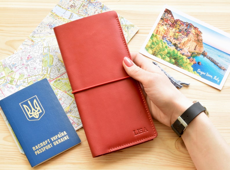 Leather Travel Wallet Organizer Personalized Travel Wallet Etsy