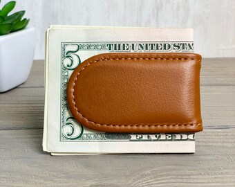 Slim Magnetic Leather Money Clip Holder for Men, Personalized  Money Clip, Custom  Clip, Wedding Gift, Groomsmen Gift, Anniversary gift