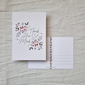 Briefkaart: heel erg bedankt | A6-ansichtkaart, wenskaart, mat ansichtkaart, ansichtkaart met bloemen, briefkaart citaat, briefpapier, penvriendin, cadeau voor haar