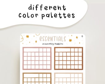 Essentials: maandelijkse gewoontetracker | dagboekstickers voor je planner