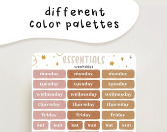 Essentials - Weekdays | journal stickers for your planner