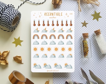 Essentials - Weather Stickers Sunny | journaling stickers for your planner