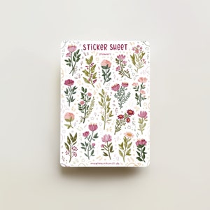 Sticker Sheet - Flowers (Pink) | journal stickers, calendar, planner stickers, seasonal stickers, floral stickers, colorful stickers, flower