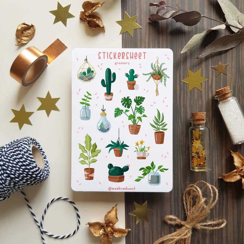 Sticker Sheet  Greenery 1  Bullet Journal Stickers Planner image 0