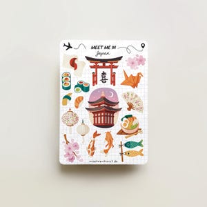 Encuéntrame en Japón / pegatinas de diario, calendario, pegatinas de planificador, pegatinas de álbum de recortes, ilustración, hoja de pegatinas, viajes, vacaciones
