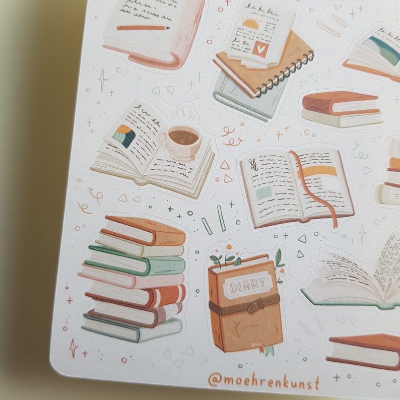 Book Bullet Journal Stickers. 
Decorative stickers, made for Bullet Journals, Planners, and Scrapbooks of all sizes