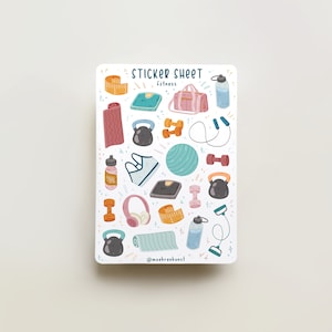 Stickervel - Fitness | dagboekstickers, kalender, plannerstickers, goede voornemens voor het nieuwe jaar, fitness, sport, sportschool, gezonde gewoonten, gezondheid