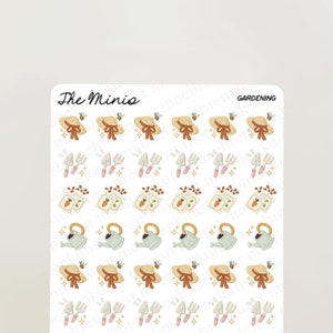 The Minis - Jardinería / diario, calendario, pegatinas para planificador, pegatinas para álbumes de recortes, ilustración, productividad, pegatinas pequeñas, tareas pendientes, quehaceres