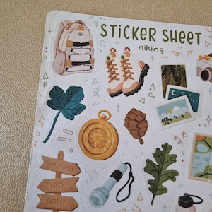 Hiking Bullet Journal Stickers. 
Decorative stickers, made for Bullet Journals, Planners, and Scrapbooks of all sizes