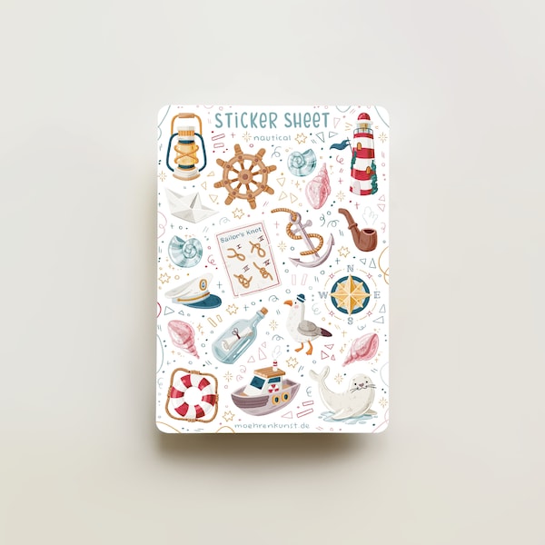 Sticker Sheet - Nautical NEW | journal stickers, calendar, planner sticker, seasonal, summer stickers, travel stickers, ocean, vacation, art