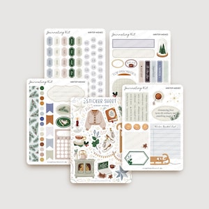 Kit de diario - Deseos de invierno / pegatinas de diario, calendario, pegatinas de planificador, pegatinas de álbum de recortes, arte acogedor, ilustración, invierno, Navidad
