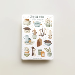 Folha de adesivos - Acessórios de cozinha | adesivos de diário para seu planejador