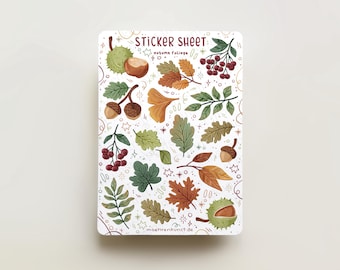 Sticker Sheet - Autumn Foliage | journal stickers, calendar, planner stickers, scrapbook stickers, cozy art, illustration, fall, aesthetic