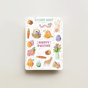 Sticker Sheet - Easter NEW | journal stickers, calendar, planner stickers, scrapbook stickers, spring stickers, cozy art, easter stickers