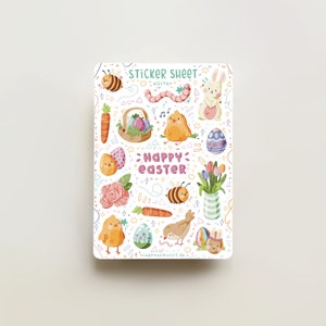 Feuille d'autocollants - Pâques | autocollants de journal, calendrier, autocollants d'agenda, autocollants de scrapbooking, autocollants de printemps, oeuvre d'art cosy, autocollants de Pâques