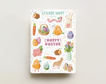 Sticker Sheet - Easter NEW | journal stickers, calendar, planner stickers, scrapbook stickers, spring stickers, cozy art, easter stickers