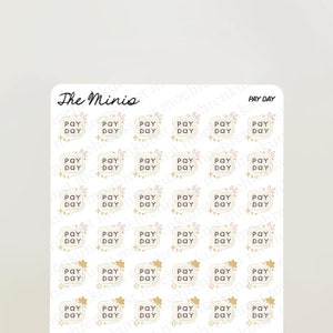 The Minis - Pay Day | dziennik, kalendarz, naklejki do planera, naklejki do albumu, ilustracja, produktywność, drobne naklejki, zadania do wykonania, obowiązki domowe