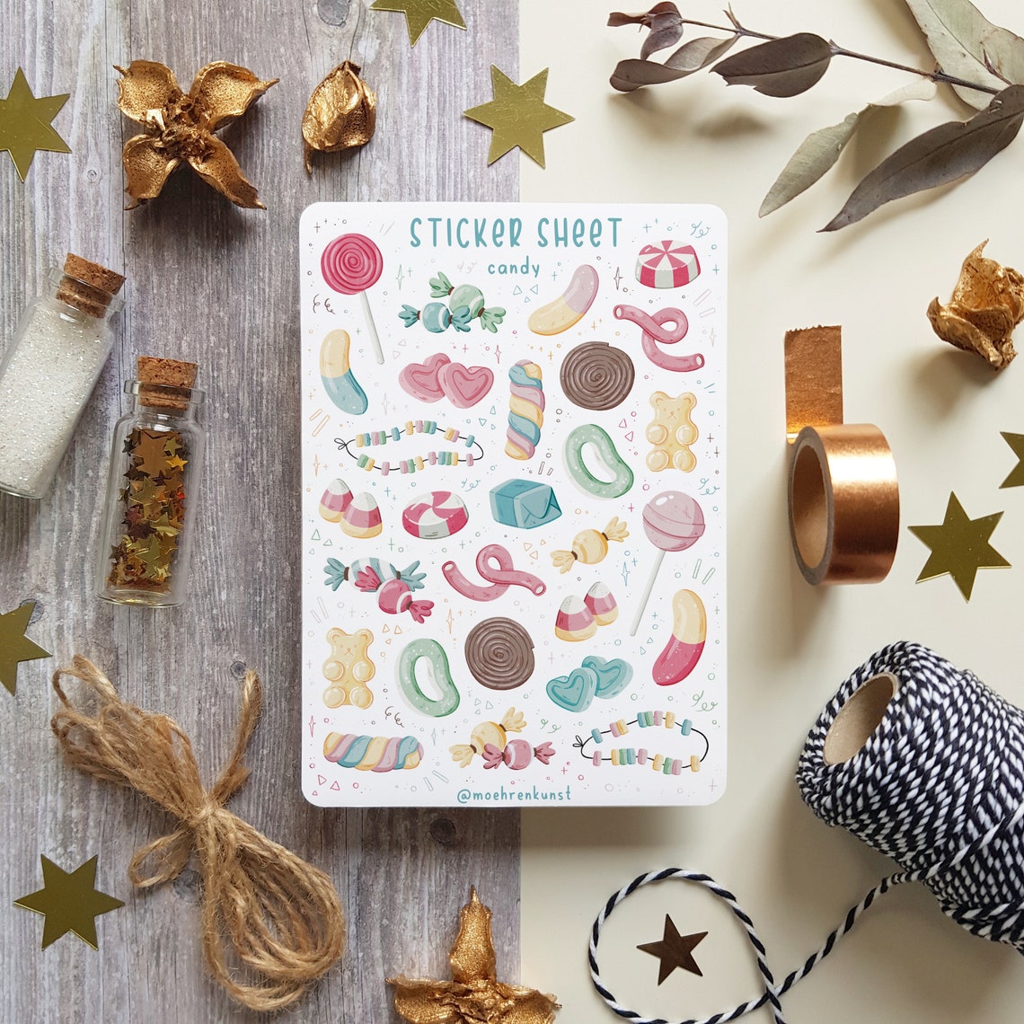 Sticker Sheet Candy Bullet Journal Stickers Planner Etsy