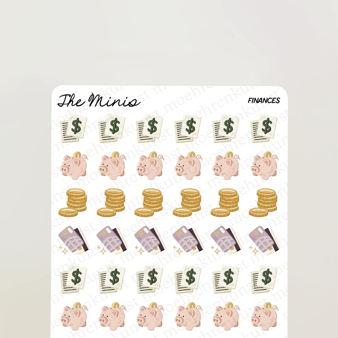The Minis - Finances | Journal, Calendar, Planner Stickers, Scrapbook Stickers, Illustration ...