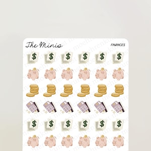 The Minis - Finanze / diario, calendario, adesivi per pianificatori, adesivi per album, illustrazioni, produttività, piccoli adesivi, cose da fare, faccende