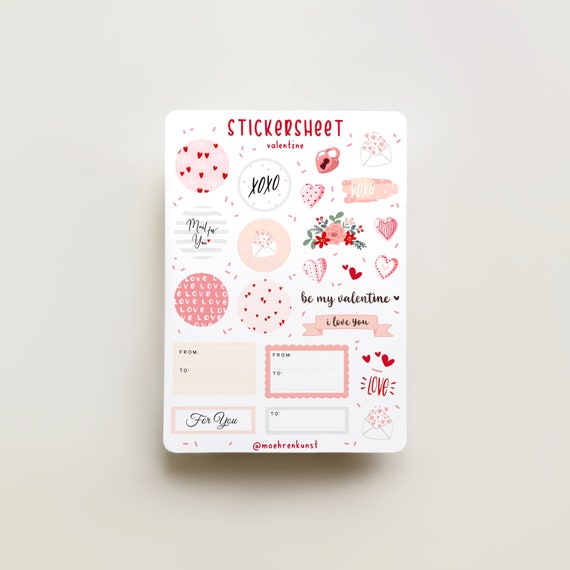 Love romantic stickers. Cute sticker for letter or diary, po