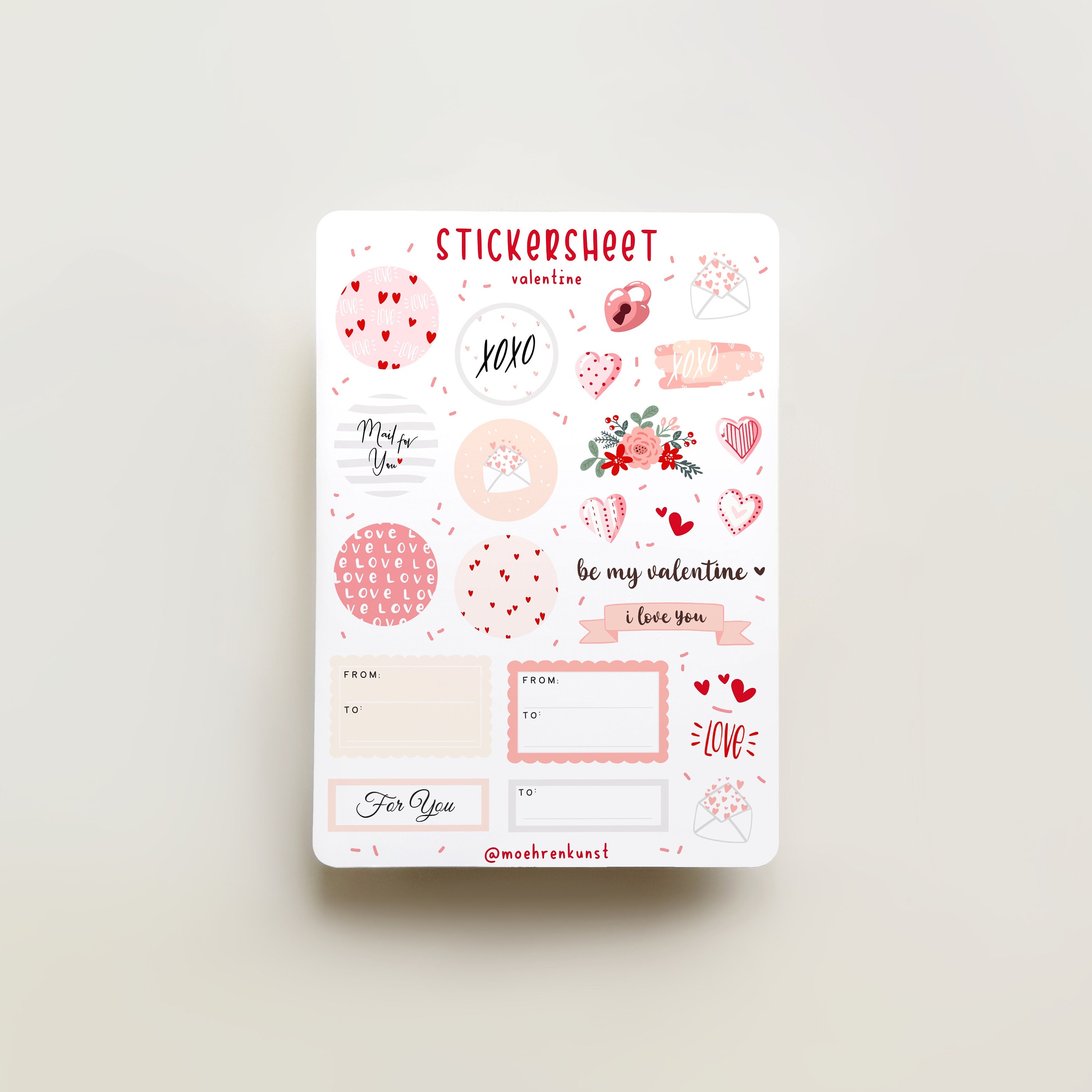 Printable Valentine's Day Stickers Valentines Stickers Print and