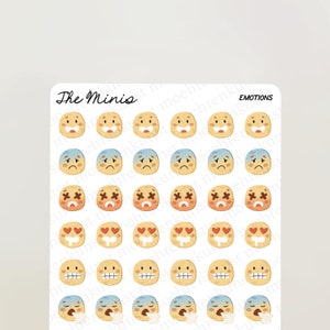 The Minis - Emociones / diario, calendario, pegatinas para planificador, pegatinas para álbumes de recortes, ilustración, productividad, pegatinas pequeñas, tareas pendientes, quehaceres