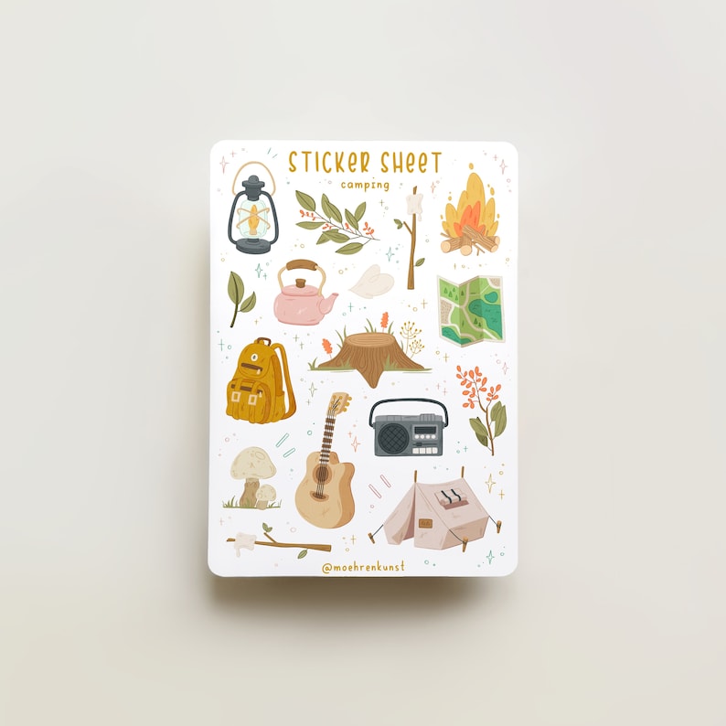 Camping Bullet Journal Stickers. 
Decorative stickers, made for Bullet Journals, Planners, and Scrapbooks of all sizes