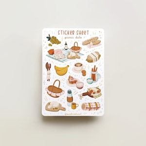 Foglio di adesivi - Appuntamento picnic (LIVELLO) / adesivi per diario, calendario, adesivi per pianificatore, adesivi stagionali, adesivi estivi, picnic, cibo