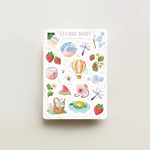 Sticker Sheet Summer Days journal stickers, calendar, planner stickers, seasonal stickers, summer stickers, cute pastel stickers, dreamy image 1