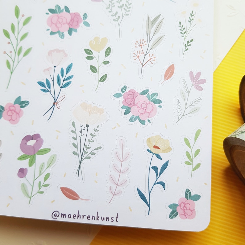 sticker sheet vintage flowers bullet journal stickers etsy