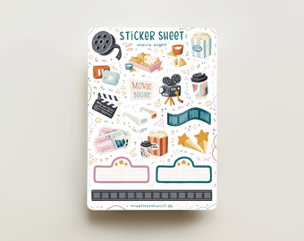 Sticker Sheet - Movie Night | journaling stickers for your planner
