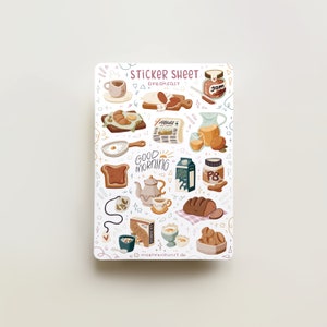 Stickervel - Ontbijt | dagboekstickers, kalender, plannerstickers, voedselstickers, ontbijt, ochtendroutine, slow morning, keuken