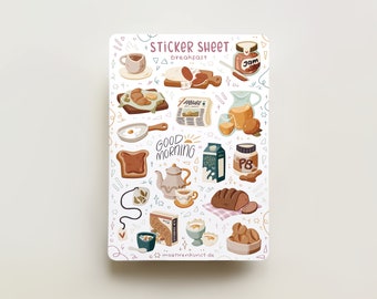 Sticker Sheet - Breakfast | journal stickers, calendar, planner stickers, food stickers, breakfast, morning routine, slow morning, kitchen