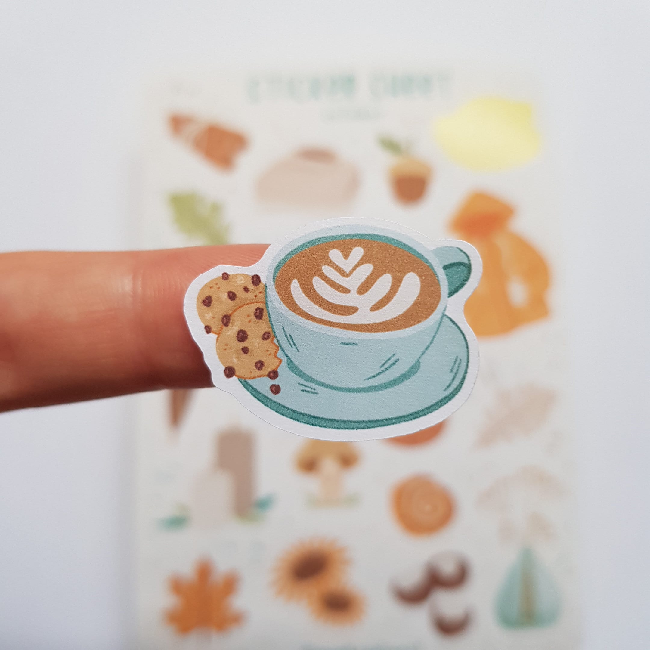 Kawaii Fall Season Sticker Sheet / Coffee Pumpkin Maple Leaf Stickers /  Cute Stickers for Journaling Notes Cards