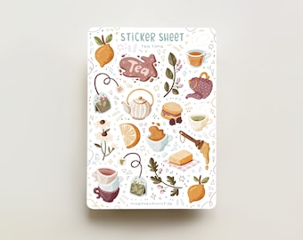 Sticker Sheet - Tea Time | journaling stickers for your planner