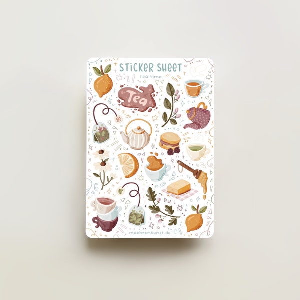 Sticker Sheet - Tea Time | journaling stickers for your planner