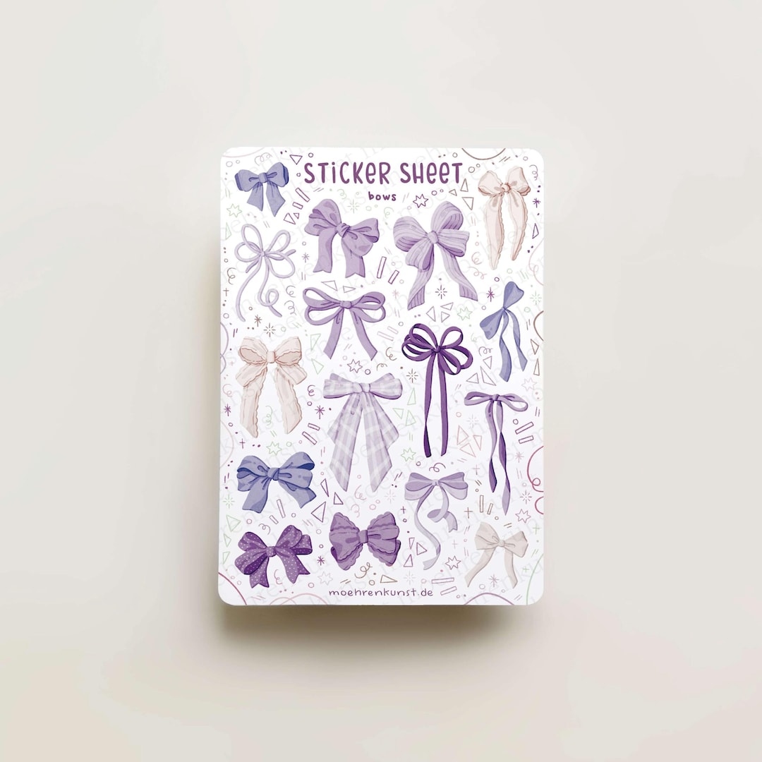 Sticker Sheet - Bows Lilac | Journal Stickers, Calendar, Planner ...