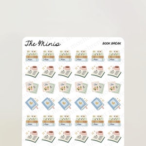 The Minis - Book Break / diario, calendario, adesivi per pianificatori, adesivi per album, illustrazioni, produttività, piccoli adesivi, cose da fare, faccende