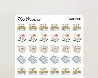 The Minis - Book Break | journal, calendar, planner stickers, scrapbook stickers, illustration, productivity, tiny stickers, to-do's, chores