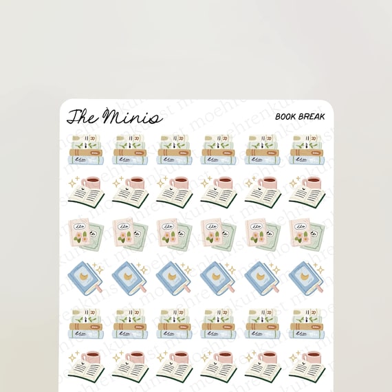 The Minis - Book Break | journal, calendar, planner stickers, scrapbook stickers, illustration, productivity, tiny stickers, to-do's, chores