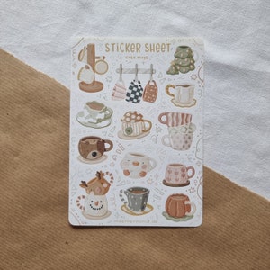 Sticker Sheet Cute Mugs Journal Stickers, Calendar, Planner Stickers ...