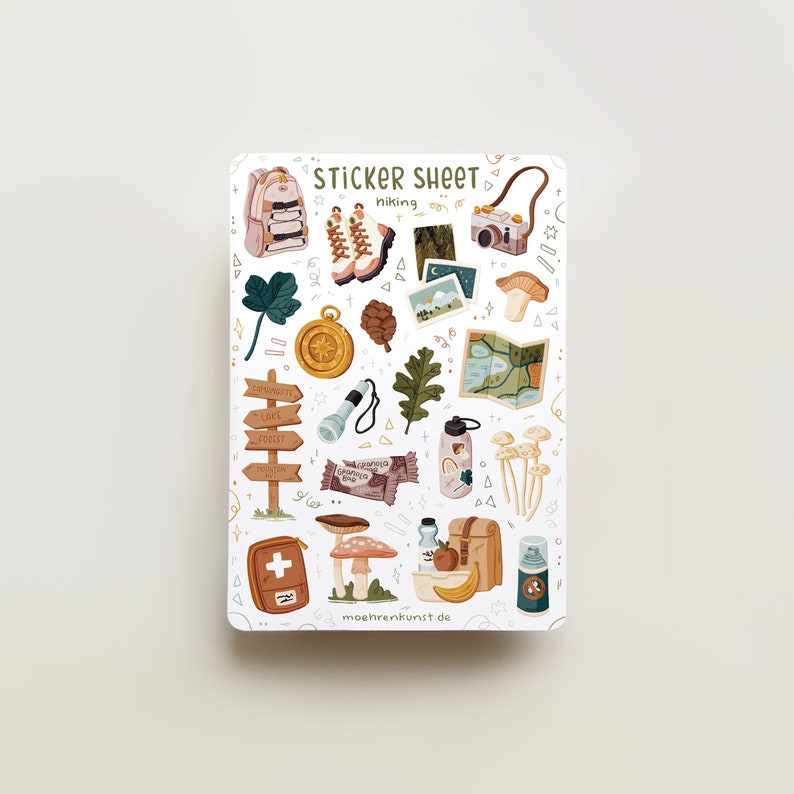 Hiking Bullet Journal Stickers. 
Decorative stickers, made for Bullet Journals, Planners, and Scrapbooks of all sizes